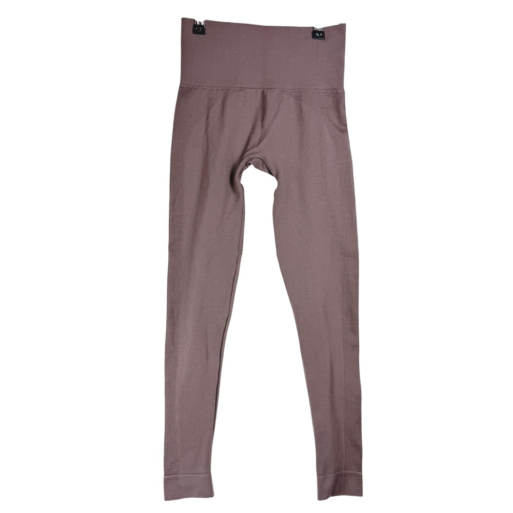 SET ACTIVE Women XS SCULPTFLEX High Waisted Ribbed Seamless Leggings Mauve Brown - Picture 2 of 7